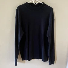 Vintage Men's St. Johns Bay Long Sleeve Black Mock Turtle Neck Size L Large