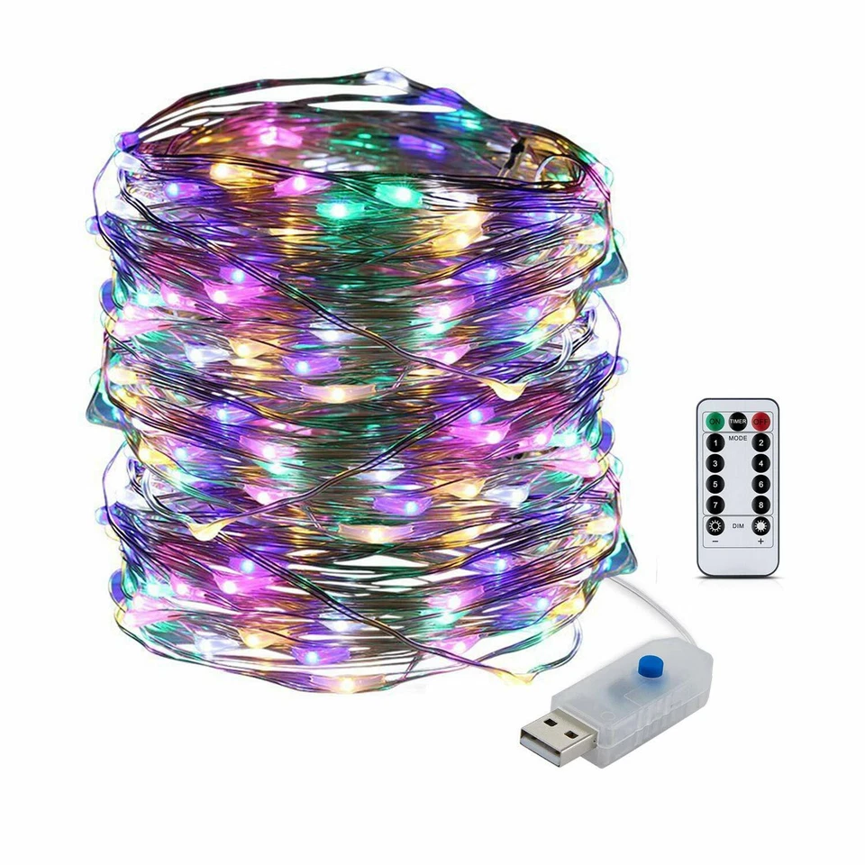 7-30M 50/100/200LED Copper Wire Party USB Twinkle LED String Fairy Lights Remote - Image 2 of 4