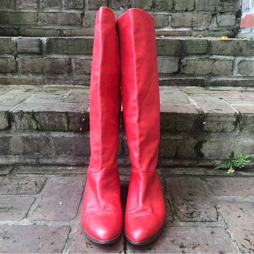 Nine West Q-Justine Vintage Red Leather Studded Boots Western Size 7 - Picture 5 of 15