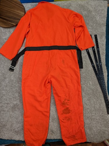 Vintage St Bernice Blaze Orange Coveralls Mens XL USA Made Hand Tailored Chicago - Picture 15 of 17