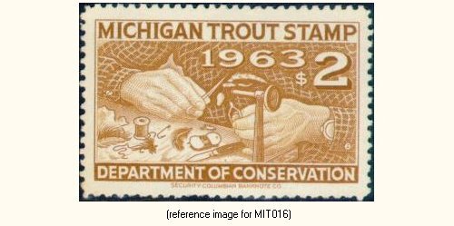 Estampilla de trucha de Michigan D2K 1963 $2,00 - Imagen 1 de 1