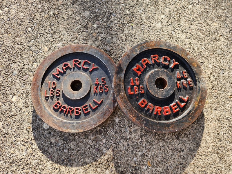 Vintage Marcy Weight Plates Standard Size Barbell 2-10 LB Plates 20 LBS Total