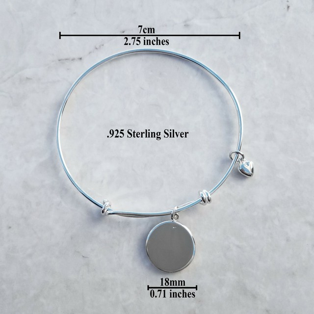 Kidney Transplant Medical Alert Sterling Silver Wire Bangle Charm