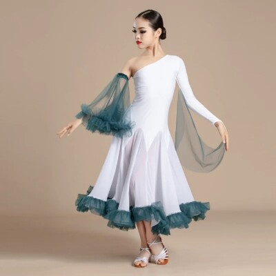 Girls One-Sleeve Ballroom Dance Dresses Standard Dancing Performance Dance  Dress | eBay