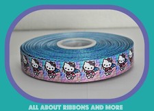 7/8 INCH HELLO KITTY WITH ANGEL WINGS ON GROSGRAIN RIBBON-1 YD