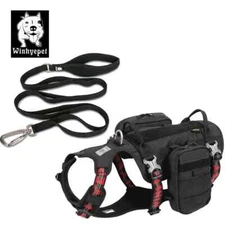 Winhyepet Tactical Dog Harness Backpack 3M Reflective Sport Tactical Chest Set