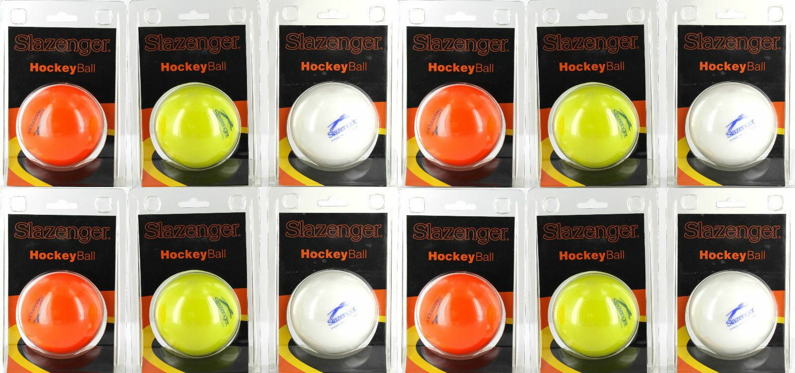 Slazenger Hockey Ball 12 Pack Yellow Orange White Branded Training Swoosh