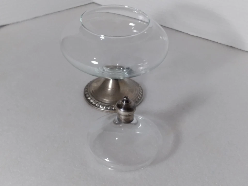 Plato de caramelo boticario de cristal y esterlina ponderado Duchin Creation con tapa Foto 4 de 4