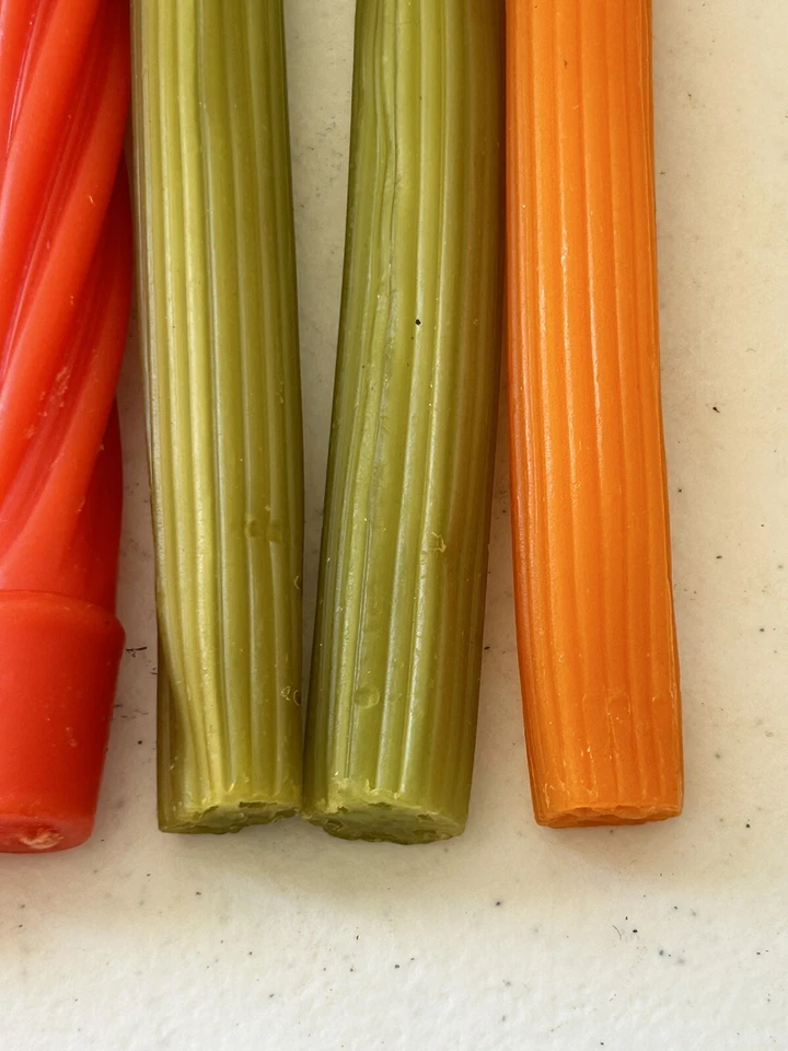Vintage Beeswax Candles Tapered Lot Of 7 Orange & Green J - Image 3 of 4