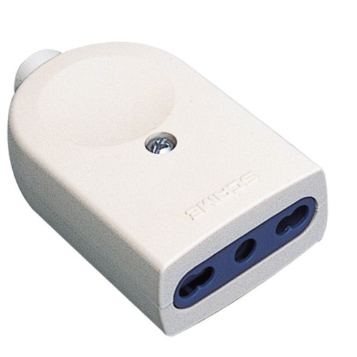 Polypool Presa mobile bivalente 10/16A 2P+T uscita cavo assiale bianca - PP0466