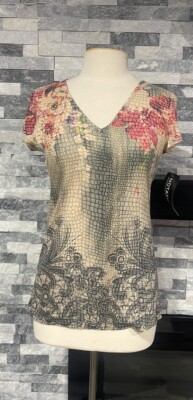 Notations S V Neck  Short Sleeve Beaded  Pullover Blouse