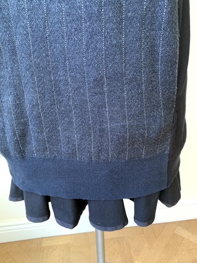Sacai Unique Long Sweater /Dress with Skirt  Grayish Stripe Short Sleeve image 3