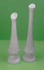 Lot Of 2 Vintage FENTON White Swung Hobnail Footed Tear Drop Vase 8.5/10”