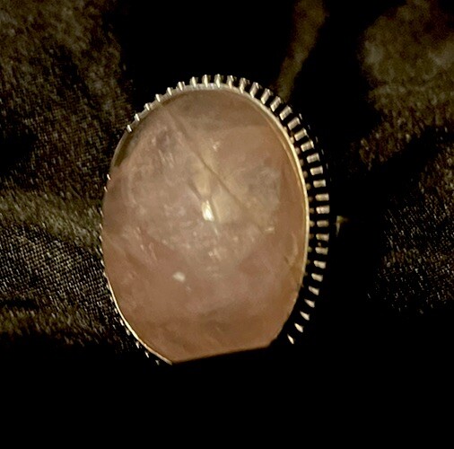 Vintage Statement RING  - Rose Quartz - Adjustabl… - image 1