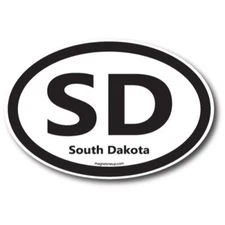 SD South US State Oval Magnet Decal, 4x6 Inches, Automotive Magnet for Car