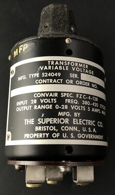 SUPERIOR ELECTRIC TRANSFORMER FZC-4-128 VARIABLE VOLTAGE NFG. TYPE S24049 X1.4