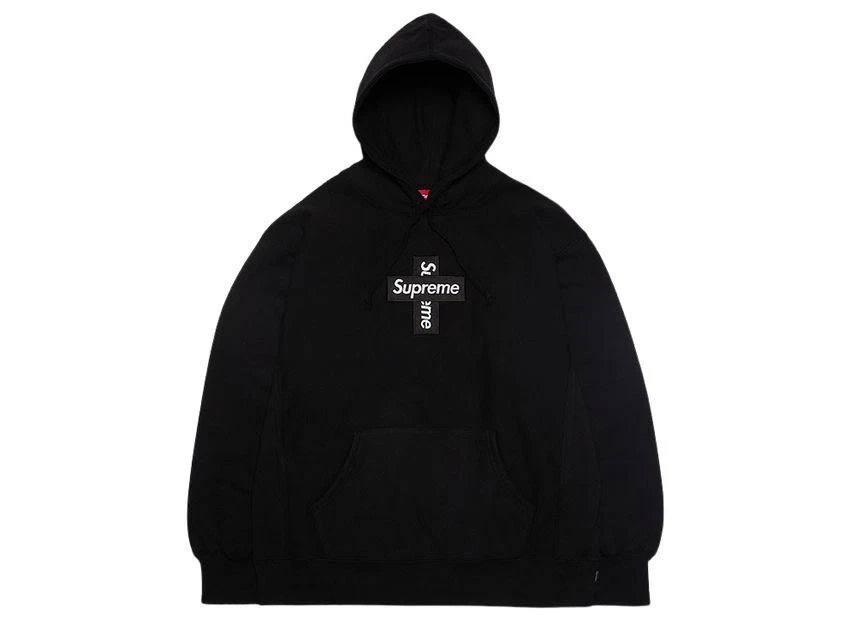Sweat à capuche noir logo Supreme Cross Box
