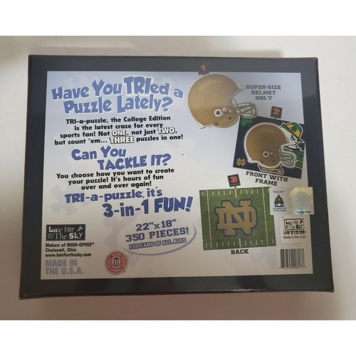 Notre Dame Jigsaw Puzzle 3 In 1 College Edition 350 Pieces Made In USA Brand New - Picture 3 of 3