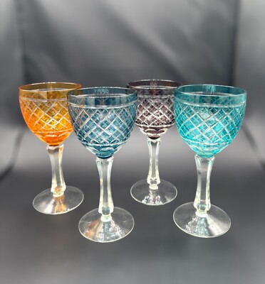Murano Italian Cut To Clear Crystal Wine Glasses/elegant Wine 
