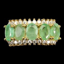 925 Sterling Silver Ring Oval Emerald 6x4mm Natural Gemstone Jewelry