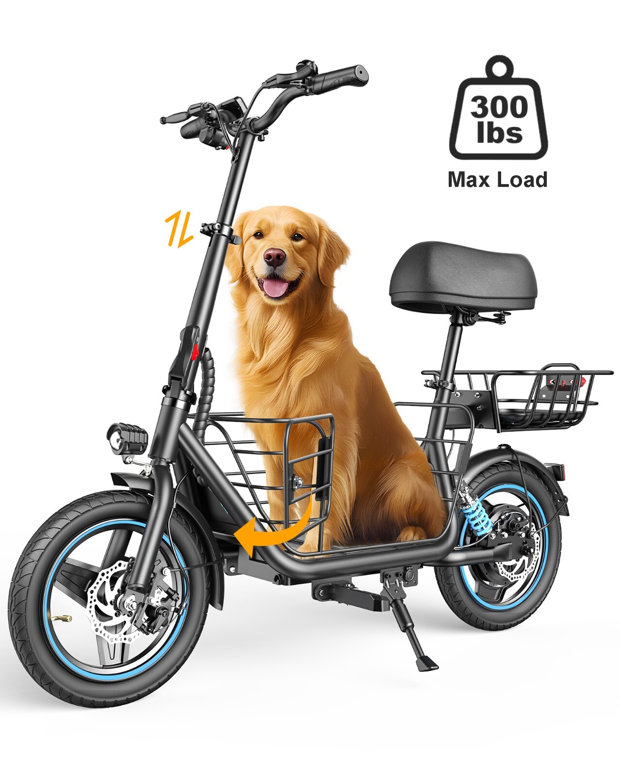 Gyroor C1Plus Electric Scooter 1000W(Peak) With Removable Two Baskets for Pets