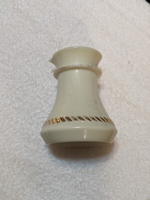 Vintage Wheaton Ware Custard Glass Creamer Golden Wheat Pattern Gold Trim