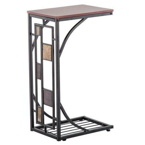 Sofa Side End Table Iron Leg Snack Table Living Room Bed Stand Snack Tea Brown - Picture 7 of 10
