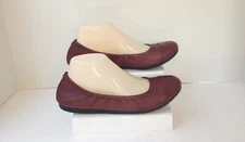 H By Halston Kaden Burgundy Merlot Leather Twist-Flex Ballet Flats  US 9M B#?