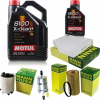 MANN-FILTER Inspektionspaket 6L Motul 5W-30 8100 X-Clean+ FüR Audi A3 2.0 Fsi