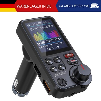 Nulaxy Bluetooth Adapter Auto, Starkes Mikrofon FM Transmitter Auto Bluetooth mi