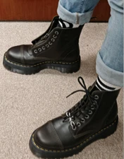 DR. MARTENS SINCLAIR ZIP UP ORLEANS LEATHER PLATFORM BOOTS Dark Taupe MSRP$280