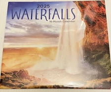 2025 Waterfall Photos Wall Calendar 16 Month 11 x 10 Sealed New.