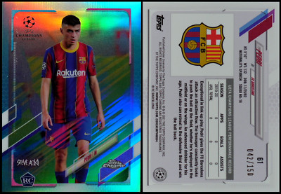 2020-21 Topps Chrome Steve Aoki UCL Pedri #61 RC Aqua Refractor 42/150 Barca