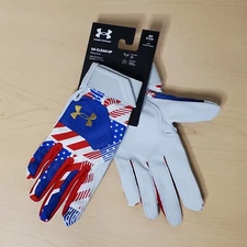 Under Armour UA Clean Up Size S Baseball Batting Gloves USA Flag 1365468-400