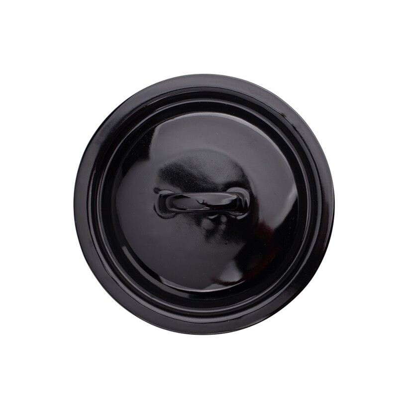 Enamel Lid for Pots Silesia Rybnik 14 cm Diameter Black