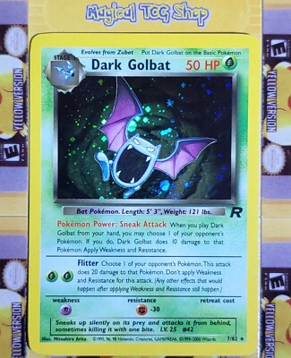 Pokemon Dark Golbat Team Rocket Holographic Rare 7/82 Holo Swirl WOTC 2000  | eBay