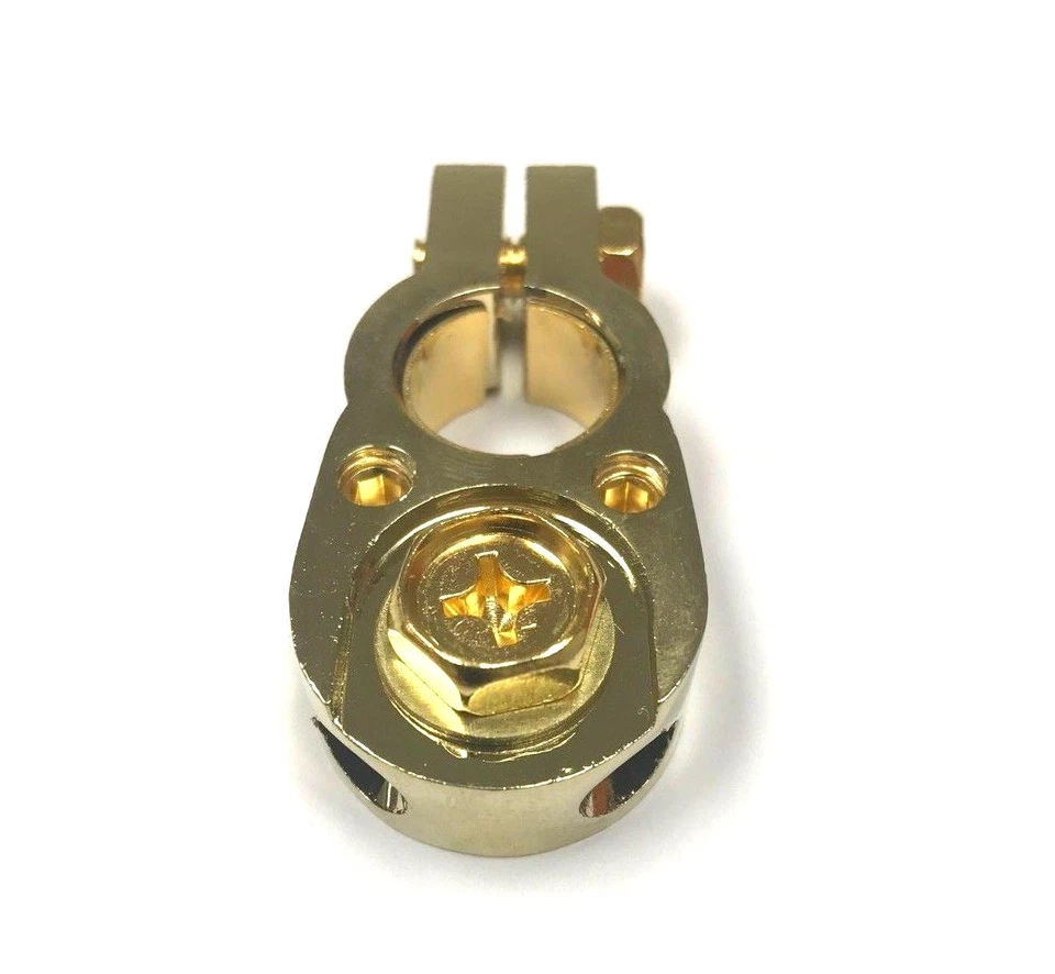 2pc Gold Battery Terminal Positive/Negative Universal any size w/ 2 8 awg inputs - Image 4 of 4