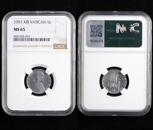 1951 XIII VATICAN 5L NGC MS 65
