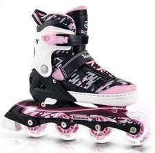 Kuxuan Adjustable Youth Inline Skates Pink Camouflage Light-Up Wheels