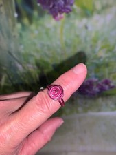 wire wrap ring Pink wire No stone Rose design Simple  Elegant size 7 NEW