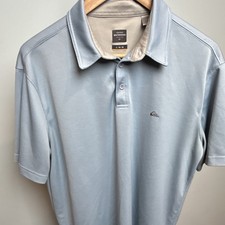 Quiksilver Men's L Light Blue Waterman Collection Polo Shirt Short Sleeve