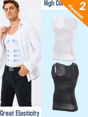 2er Herren Bauchweg Bodyshaper Slimming Shapewear Figurformer Tank Top Weste