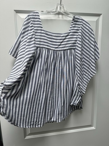 Time and Tru Butterfly Blouse Women’s Size 2XL (20) Batwing Blue/White Striped - Picture 6 of 10