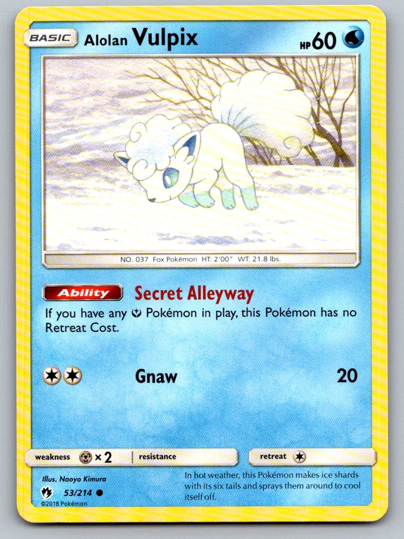 Alolan Vulpix 53/214 Common Lost Thunder Pokemon Lightly Played