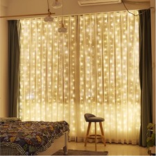 300 LED Curtain Fairy Lights with Remote, 8 Modes 9.8  9.8 Ft, USB Plug in C...