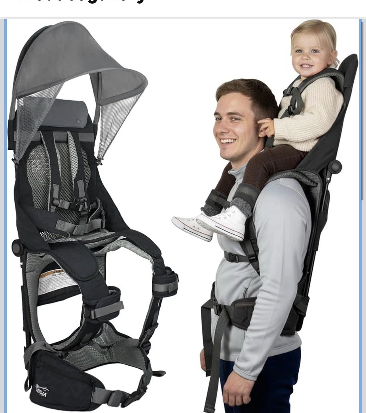 WIPHA Hiking Backpack Carrier, Lightweight Toddler Shoulder Carrier with Sun ...