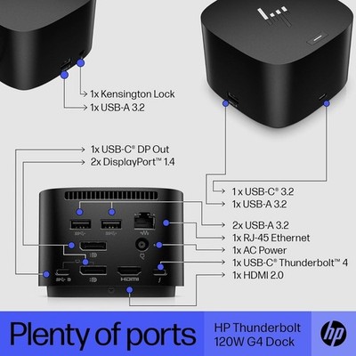 HP Thunderbolt Dock 120W G4 Docking Station - Black (4J0A2AA#ABA)