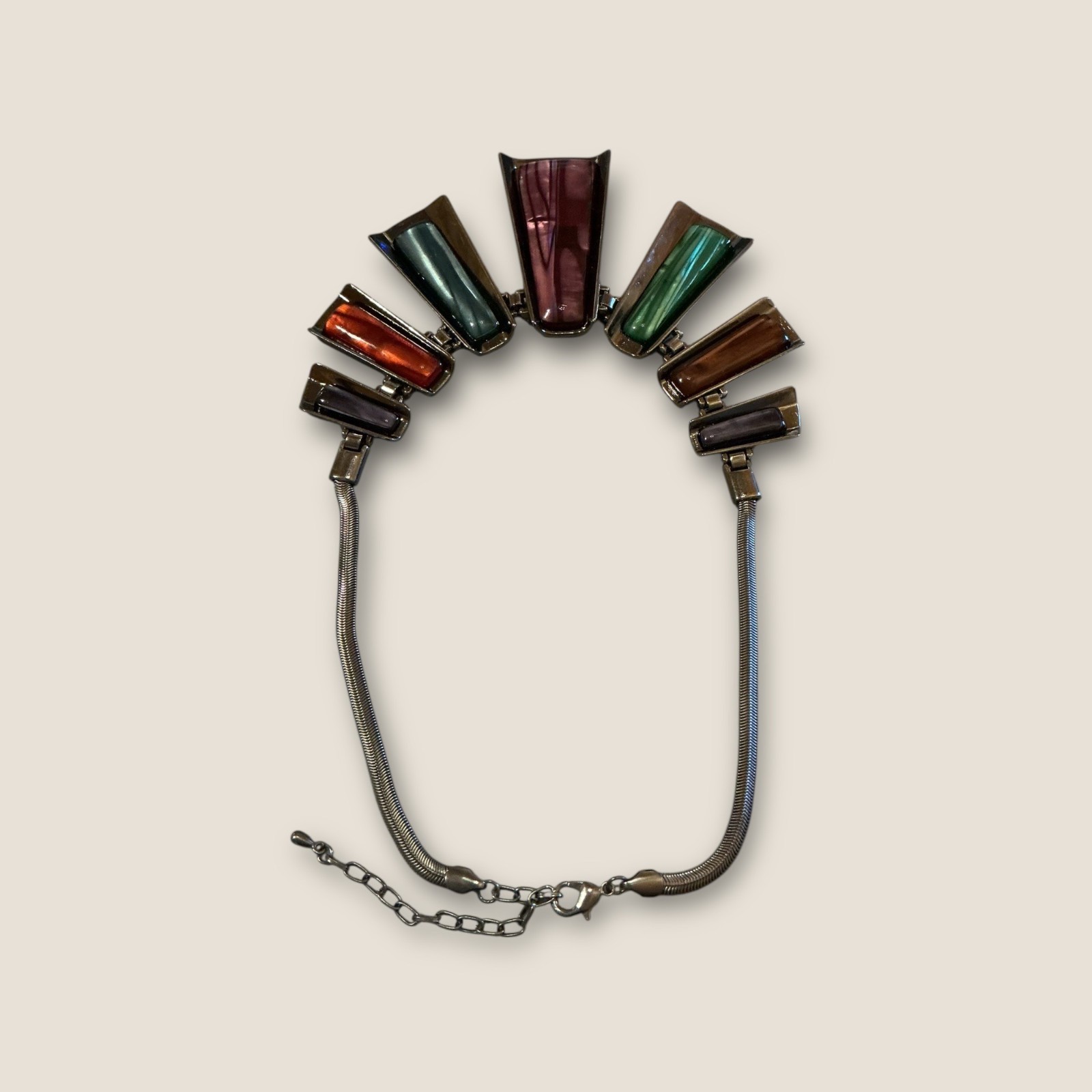 Boho Statement Necklace With Multicolor Panels  A… - image 4