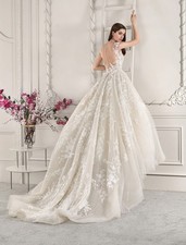 Illusion back ball gown wedding dress wedding dress 32-60 buttons to measure ivory