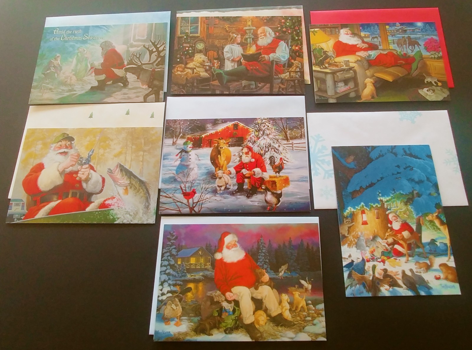 "Moments With Santa" (7) Leanin Tree Christmas, New Yr Cards, With (7) Envelopes